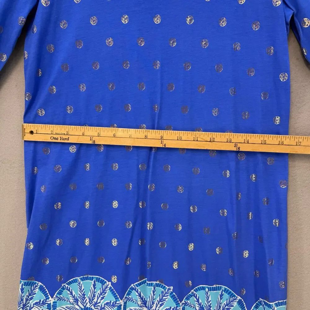 Lilly Pulitzer Grotto Beach Keyhole Shift Dress Women's S Day Blue Gold EUC - Picture 10 of 11